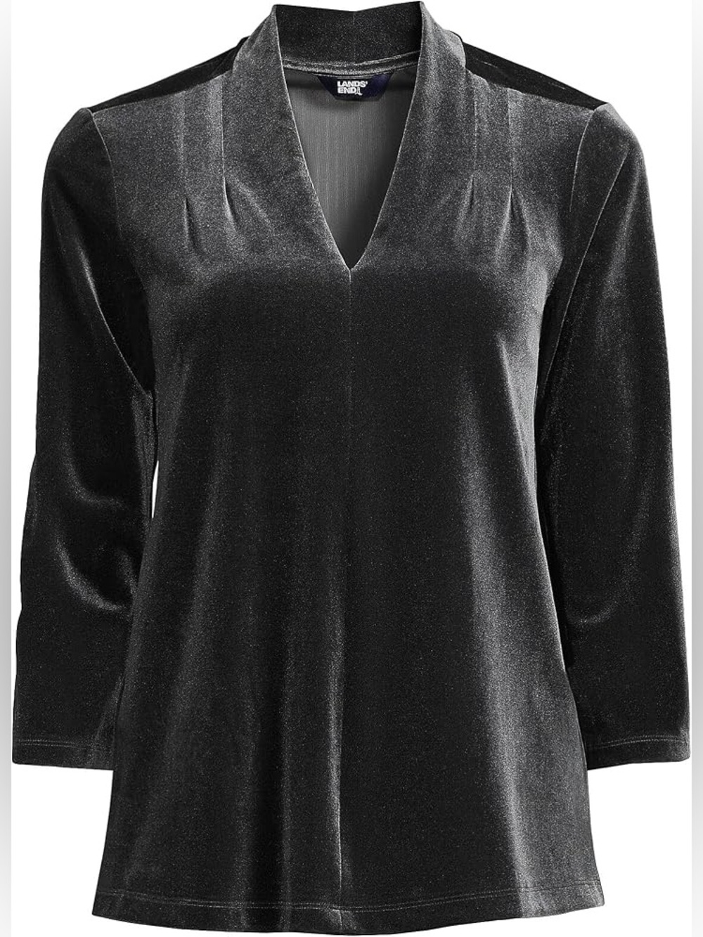 Lands' End Women's Plus Size 3/4 Sleeve
Velvet Tunic Top Gray Size 3X